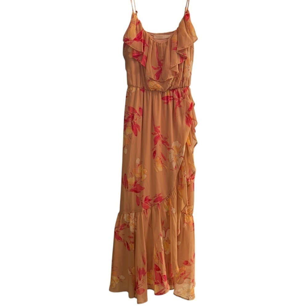 Lush Floral Maxi Dress - nude blush